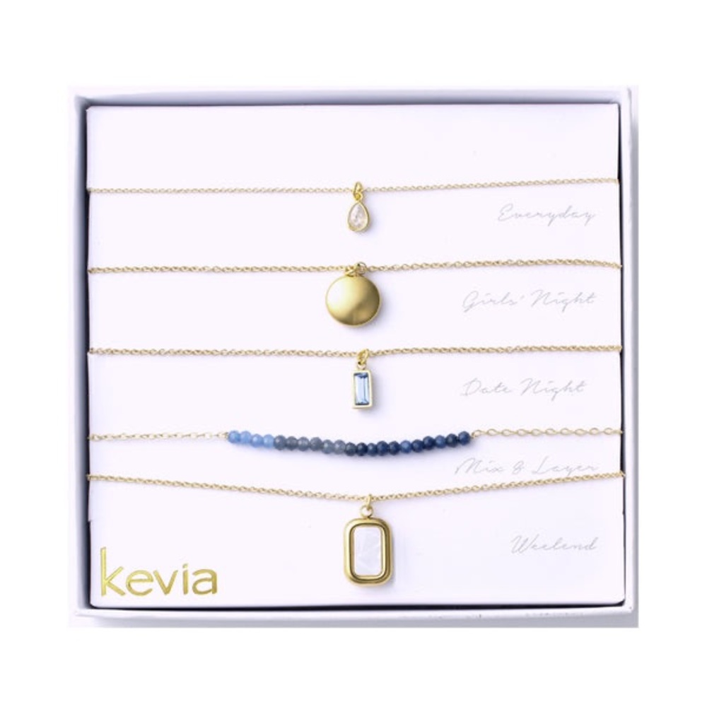 Kevia junie 5‎ pc Blue Horizon Gold Necklace Set